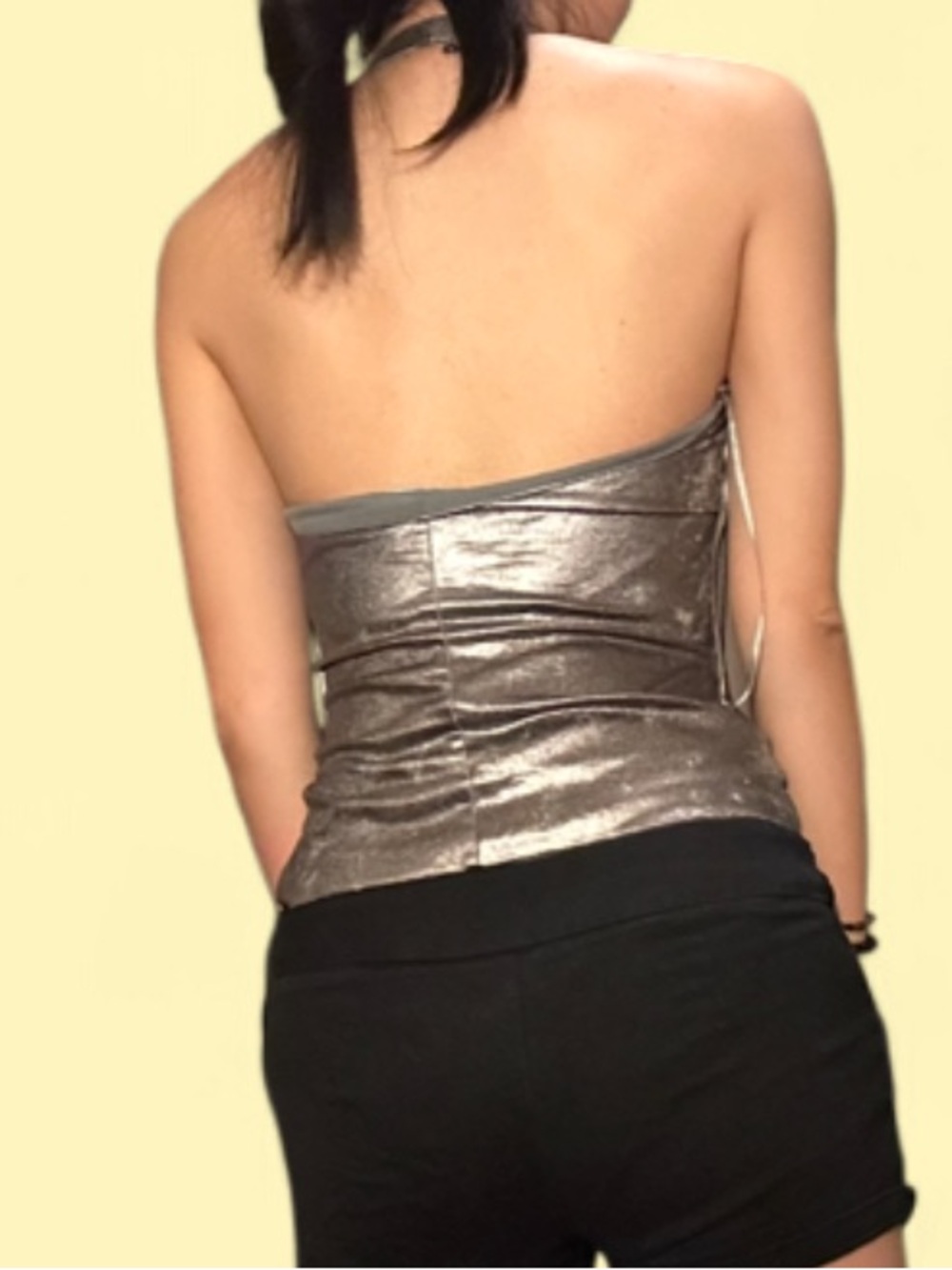 Zara Metallic Silver Halter Tank Top - Picture 2 of 6